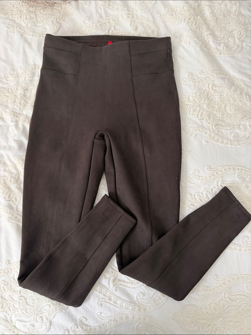 SPANX Ultrasuede Leggings in Dark Brown Sz Med